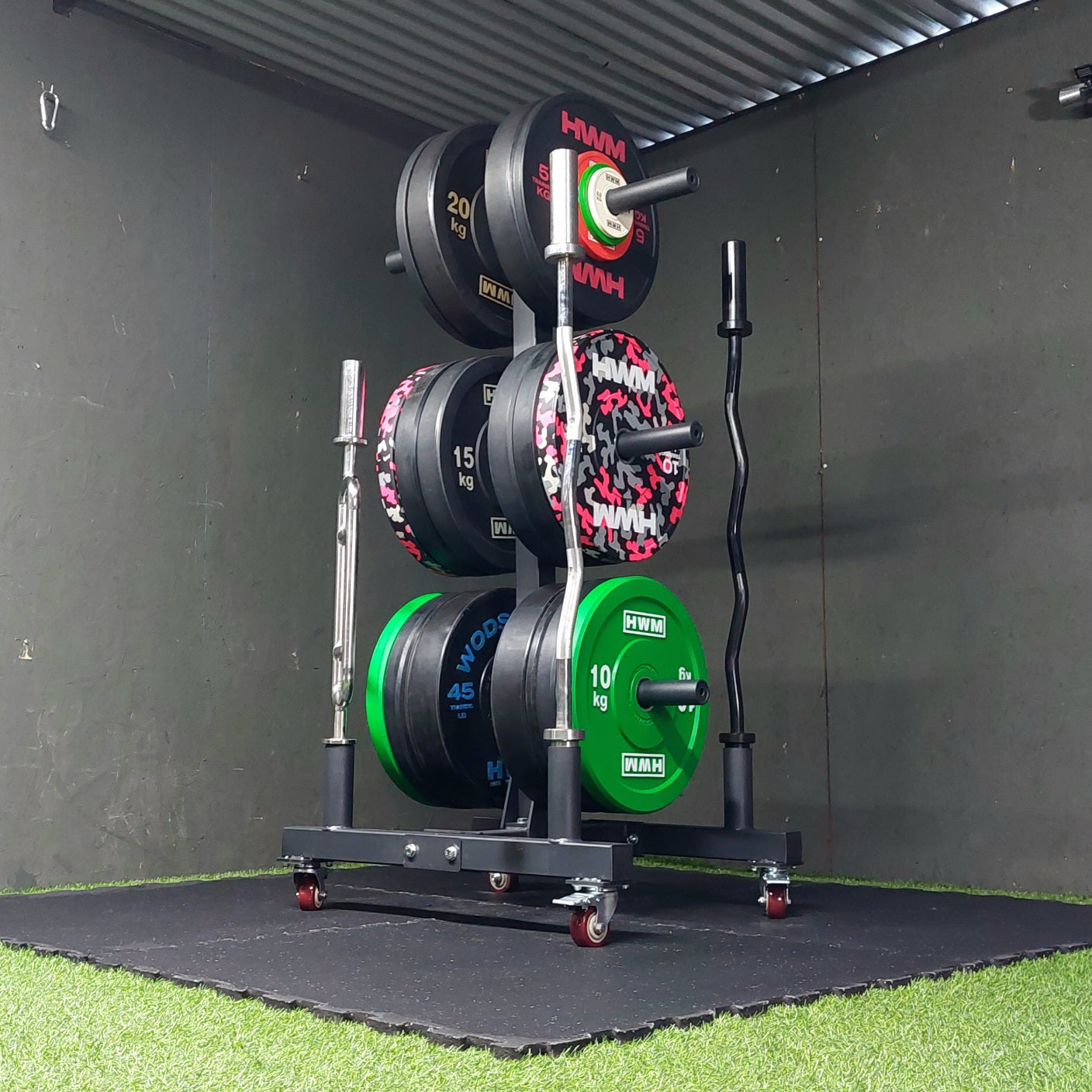 Rack Para Discos y Barras Con Ruedas | HWM