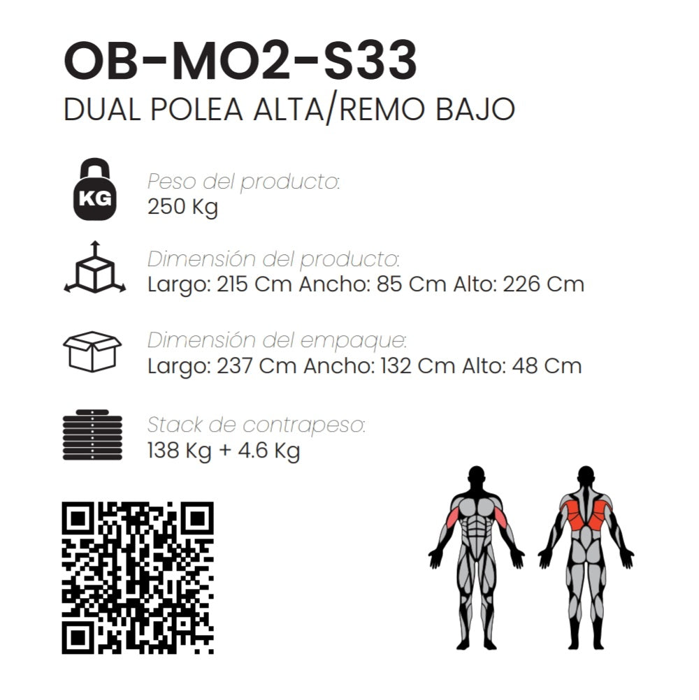 Dual Polea Alta/Remo Bajo MO 2.0 | Obelix