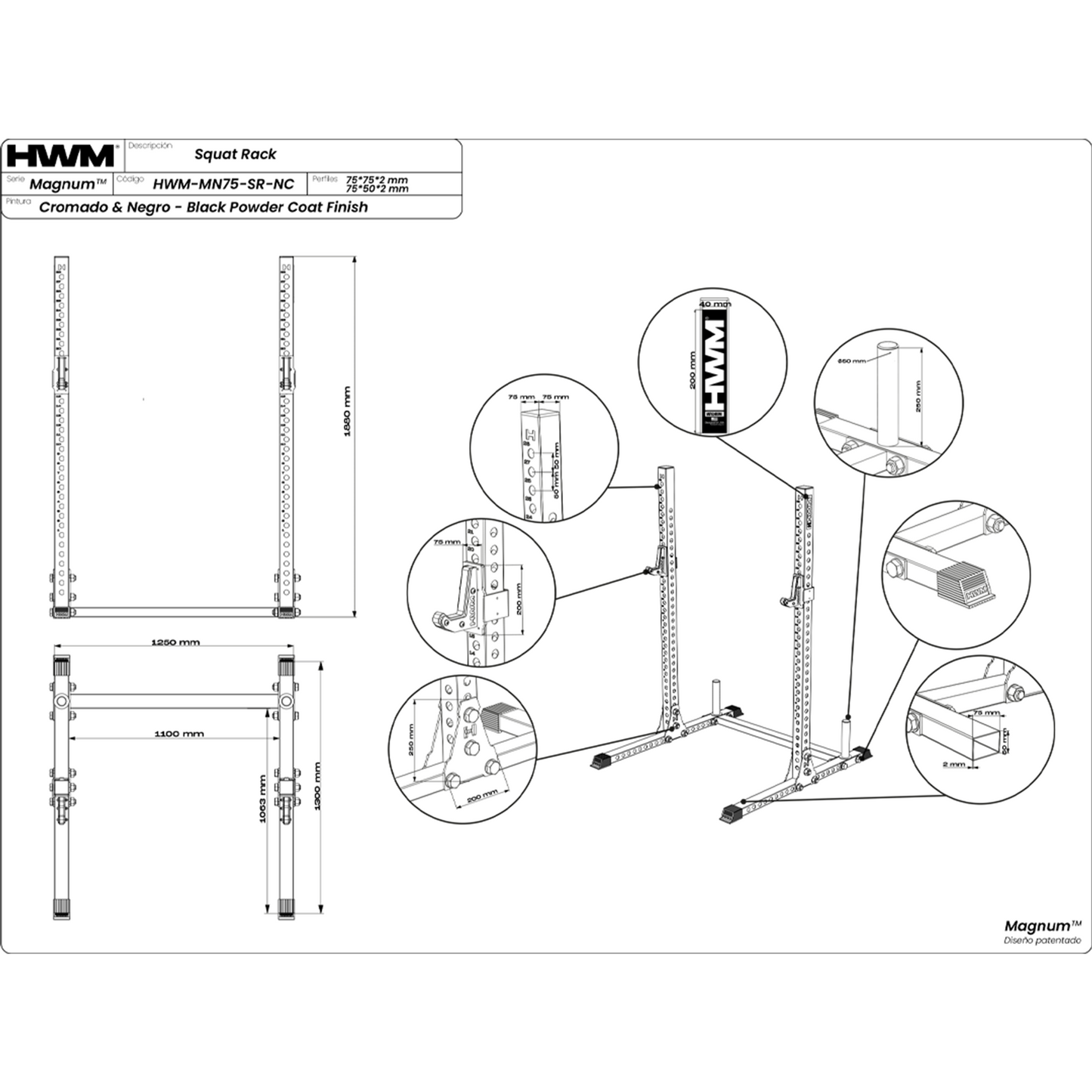 Squat Rack Silver Black