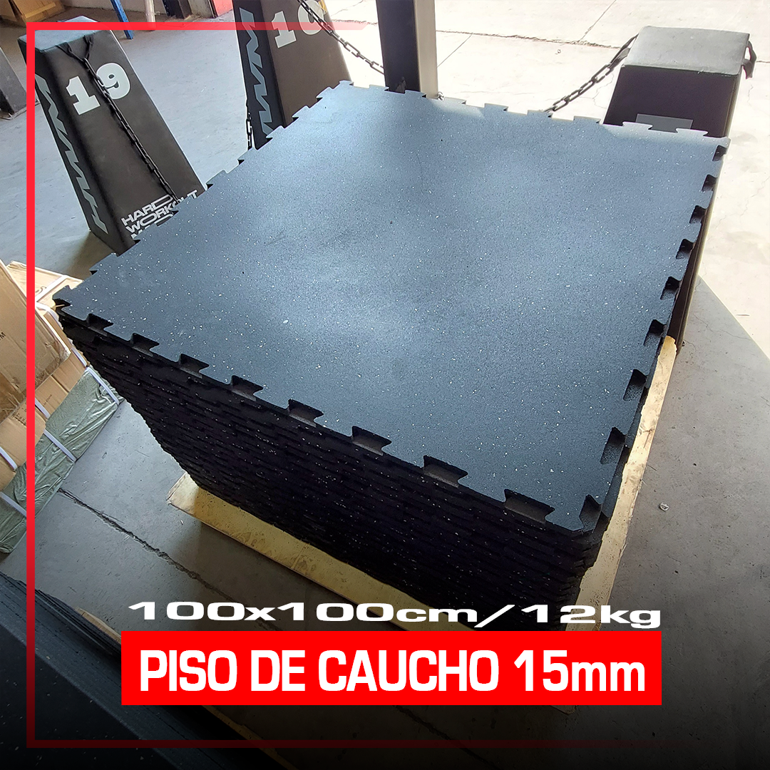 Piso de Caucho Interlock 100x100cm 15mm (Unidad)