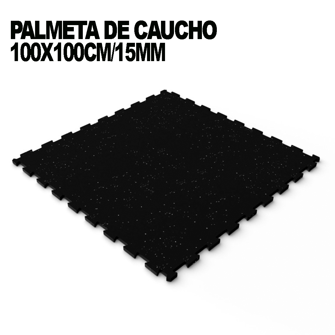 Piso de Caucho Interlock 100x100cm x 15mm (Unidad) Sin Bordes