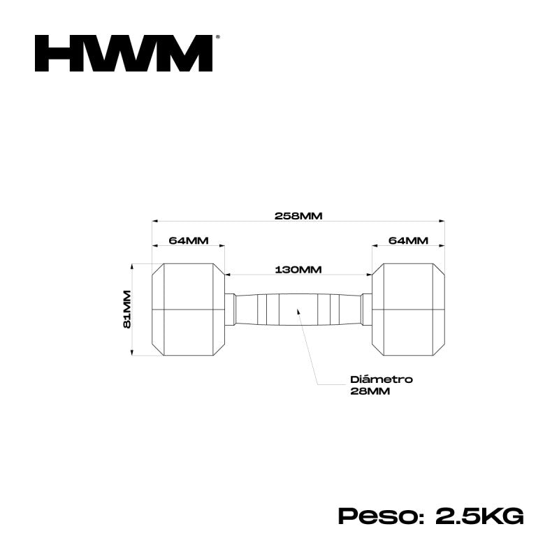 Mancuernas Hexagonales De Caucho 2,5kg (Par)