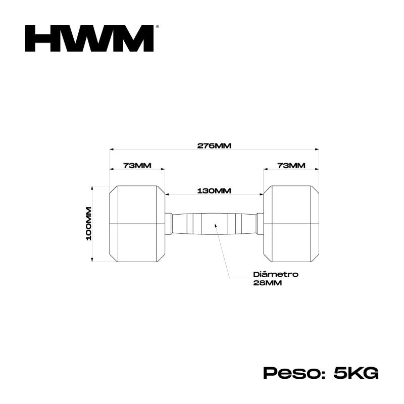 Mancuernas Hexagonales De Caucho 5kg (Par)