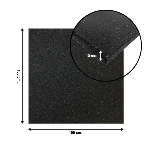 Piso de Caucho Recto 100x100cm 15mm (Unidad)