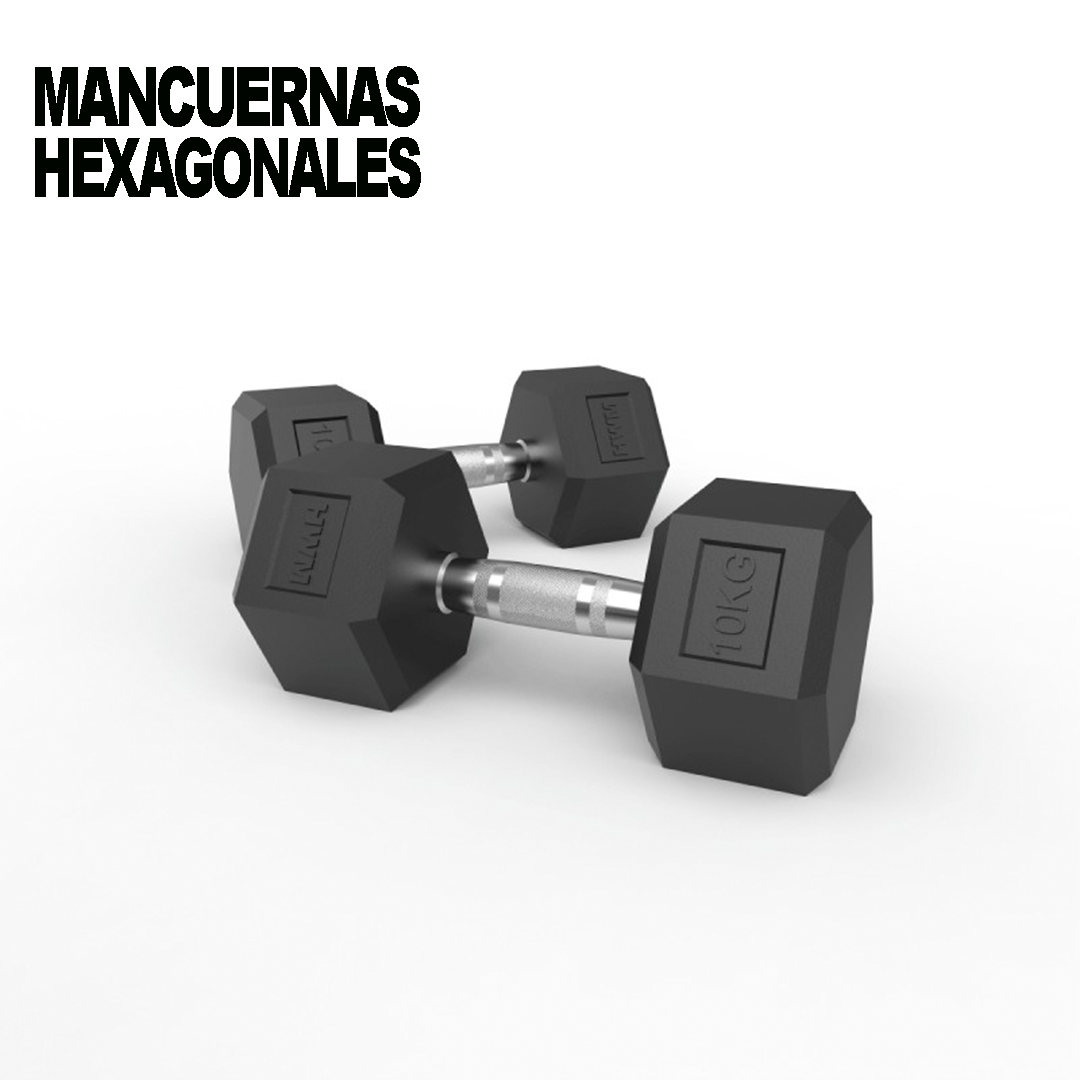 Mancuernas Hexagonales De Caucho 10kg (Par)