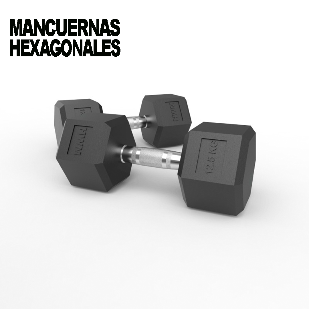 Mancuernas Hexagonales De Caucho 12,5kg (Par)