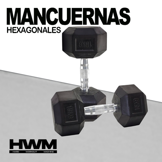 Mancuernas Hexagonales De Caucho 15kg (Par)