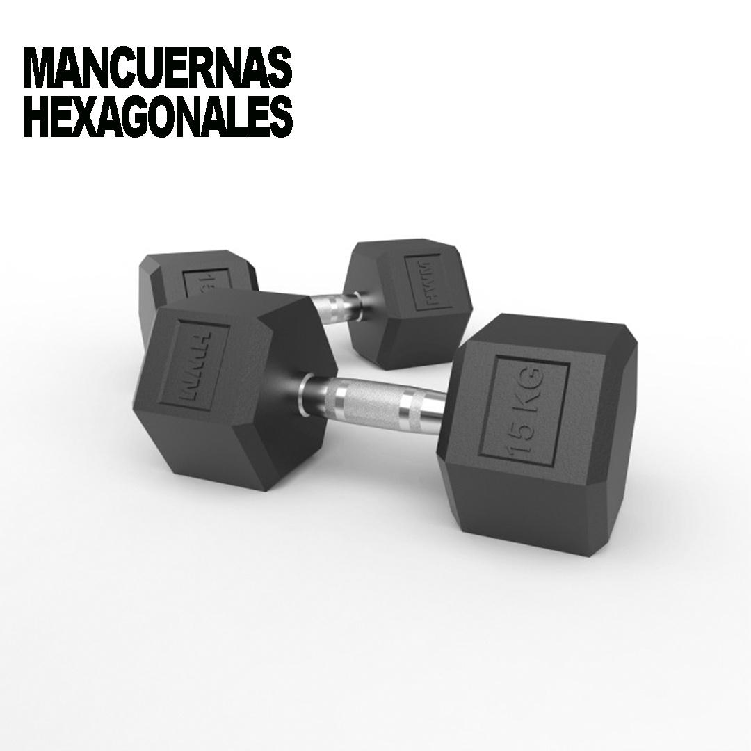 Mancuernas Hexagonales De Caucho 15kg (Par)