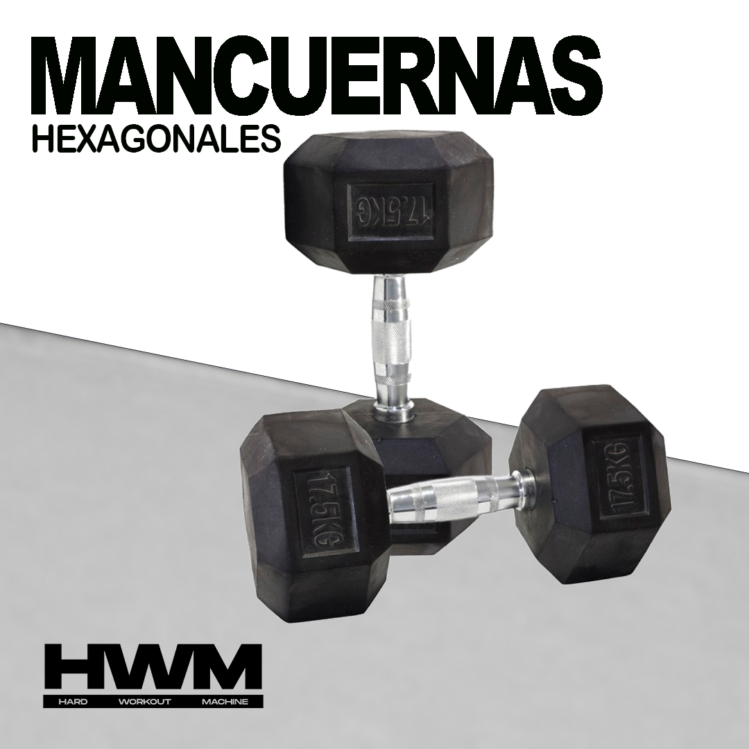 Mancuernas Hexagonales De Caucho 17,5kg (Par) – fedesport
