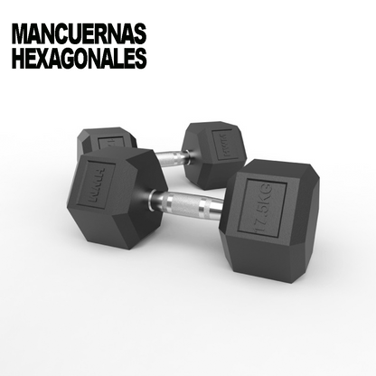 Mancuernas Hexagonales De Caucho 17,5kg (Par)