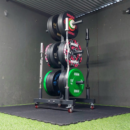 Rack Para Discos y Barras Con Ruedas