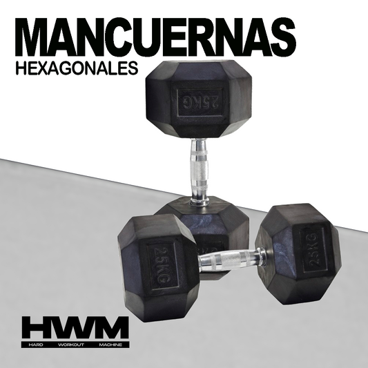 Mancuernas Hexagonales De Caucho 25kg (Par)
