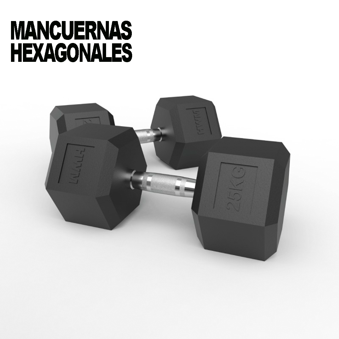 Mancuernas Hexagonales De Caucho 25kg (Par)