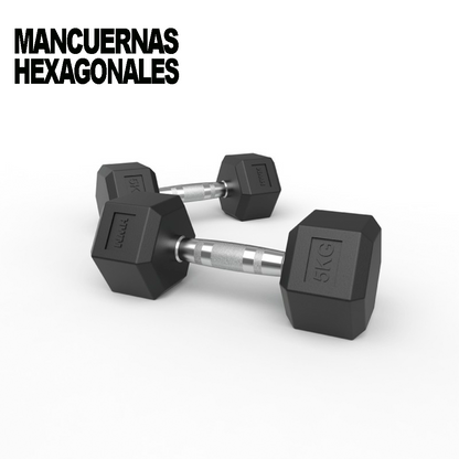 Mancuernas Hexagonales De Caucho 5kg (Par)