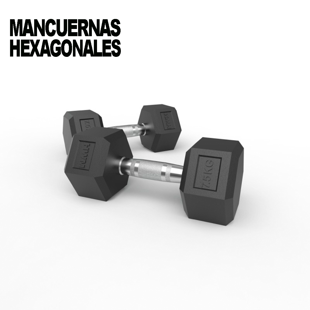 Mancuernas Hexagonales De Caucho 7,5kg (Par)