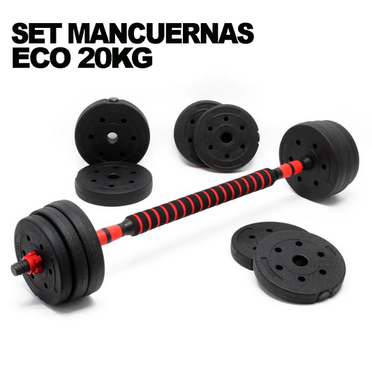 Set 20kg Mancuernas Eco Rojo