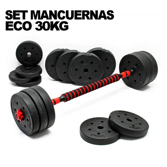 Set 30kg Mancuernas Eco Rojo