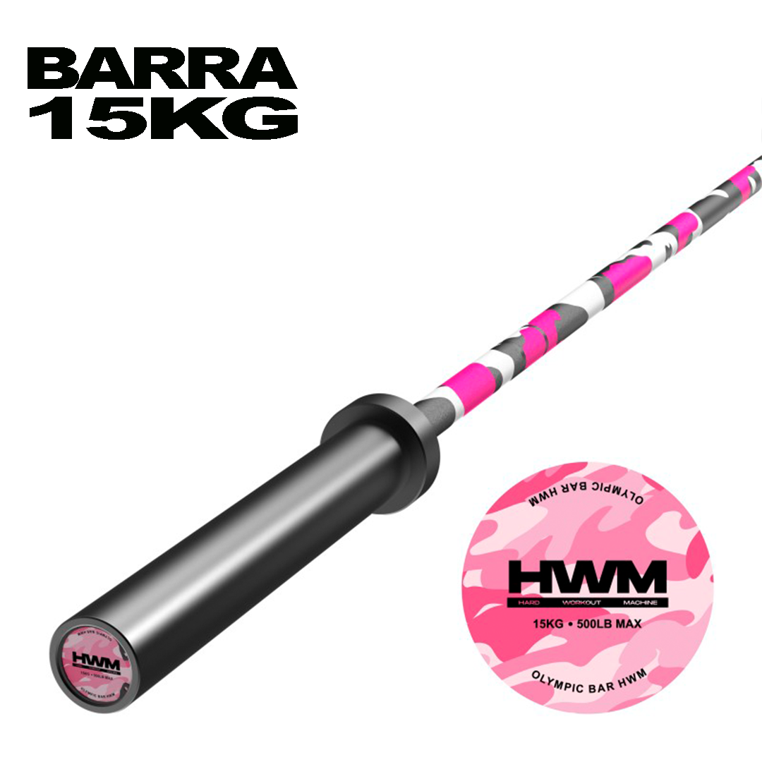Barra Olímpica Cerakote Pink Camo 500lb 15kg | HWM