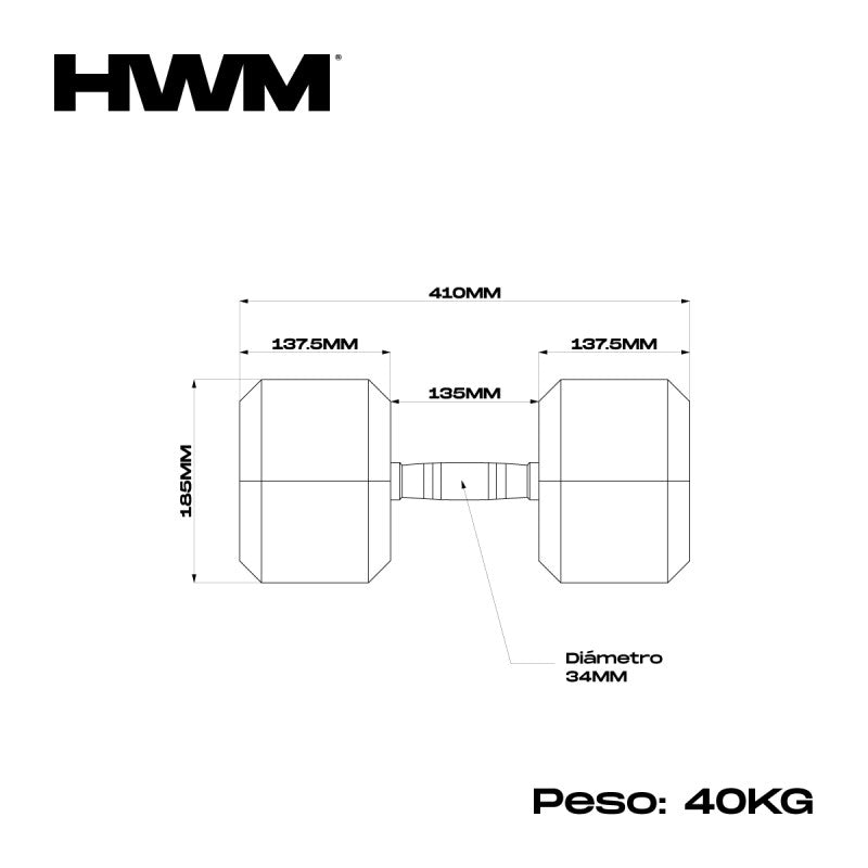 Mancuerna Hexagonal 40kg (Unidad)