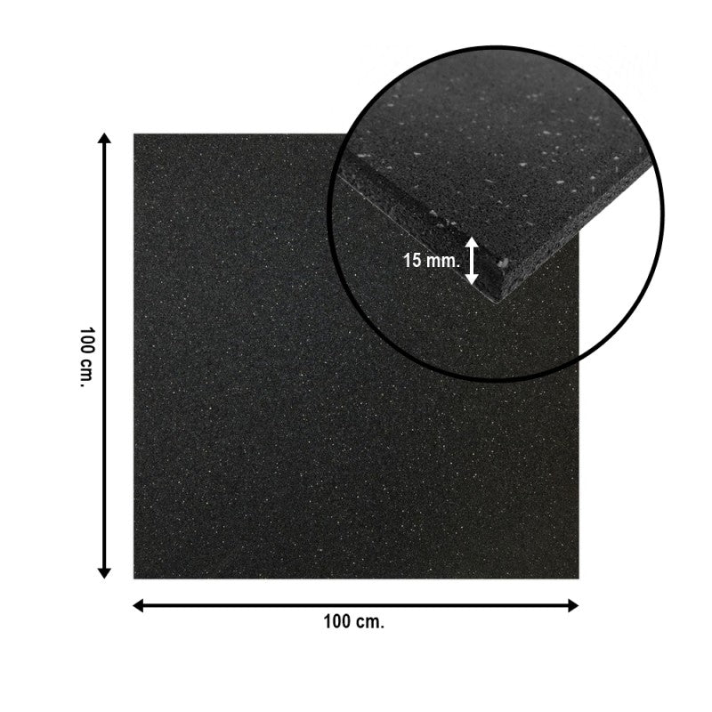 Piso de Caucho Recto 15mm/1x1mt