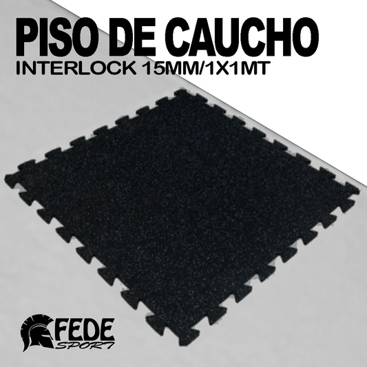 Piso de Caucho Interlock 15mm/1x1mt